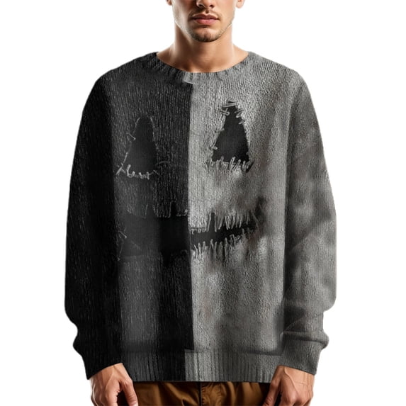 Curuila Halloween Mens Sweatshirt Long Sleeve Hallowmas Graphic Print Crew Neck Pullover Sweatshirts Everyday Wear Comfortable Pullover Tops Size L
