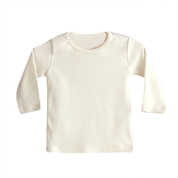 Curuila Infant Baby Boys Tshirt Long Sleeve Solid Color Crew Neck T Shirts For Boys Loose Fit Casual Tops Beige Size 18-24 Months