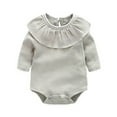 thumbnail image 1 of Curuila Infant Baby Girls Jumpsuits Long Sleeve Solid Color Crew Neck Romper For Baby Everyday Wear Casual Clothes Grey Size 12-18 Months, 1 of 4