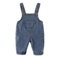 thumbnail image 1 of Curuila Infant Boys Denim Overalls Pants Spring Autumn Solid Color Fashion Suspender Trousers With Pocket Blue Size 3-6 Months, 1 of 5