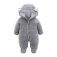 thumbnail image 1 of Curuila Infant Boys Girls Outwear Winter Solid Long Sleeve Zipper Hooded Coat Jumpsuit With Ears Long Jacket Gray Size 0-3 Months, 1 of 1
