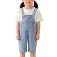 thumbnail image 1 of Curuila Infant Denim Suspender Overalls Solid Color Sleeveless Summer Shorts For Boys Girls Blue Size 4-5 Years, 1 of 4
