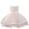 thumbnail image 1 of Curuila Infant Girls Dresses Solid Color Crew Neck Sleeveless Cute Bow Dress With Zipper Size 12-18 Months White, 1 of 9