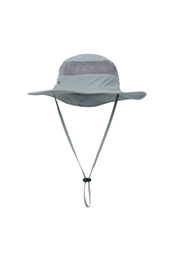 Infant Kids Girls Boys Fisherman Hat With Straps Solid Color Summer Soft Comfortable Caps Gray Size 1-2 Y
