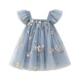 thumbnail image 1 of Curuila Infant Toddler Girls Mesh Dress Flutter Sleeve Floral Embroider Square Neck Party Fashionable Dresses For Girls Size 6-12 Months, 1 of 7