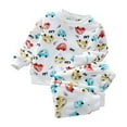 thumbnail image 1 of Curuila Infant Toddler Girls Pajamas Set Long Sleeve Cartoon Print Crew Neck Pjs Tops With Pants Autumn Winter Casual Loungewear Red Size 3-4 Years, 1 of 3