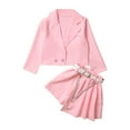 thumbnail image 1 of Curuila Toddler Girls Two Piece Outfit Long Sleeve Solid Color Lapel Button Down Coat With Pleated Skirt Spring Autumn Fashionable Outfit Set Red Size 5-6 Years, 1 of 9