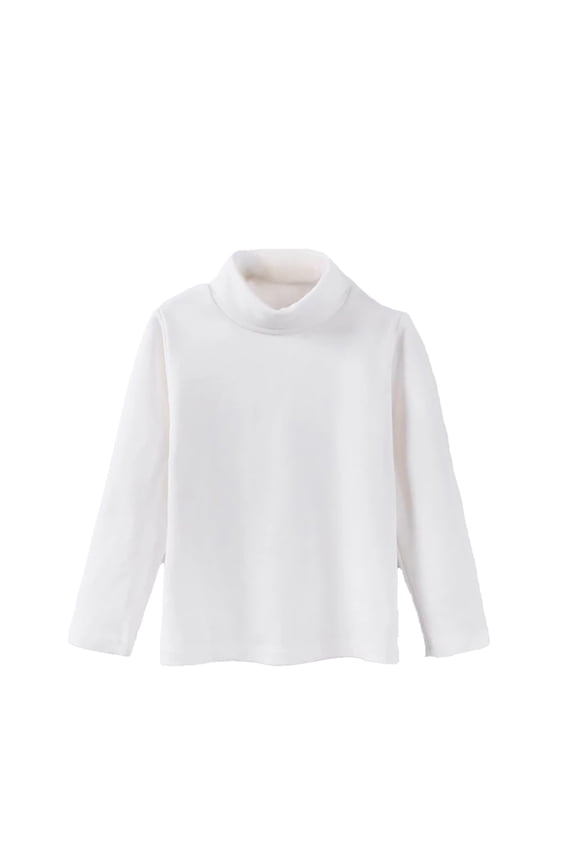 Kid Girls Boys Tops Solid Color High Neck Long Sleeve Tee Autumn Winter Fashion Soft Warm T Shirt White Size 15-16 Years