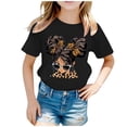 thumbnail image 1 of Curuila Kid Girls Tops Cartoon Print Crew Neck Short Sleeve Tee Summer Casual Loose T Shirt Black Size 2-4 Years, 1 of 5