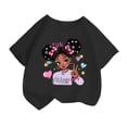 thumbnail image 1 of Curuila Kid Girls Tops Cartoon Print Crew Neck Short Sleeve Tee Summer Casual Loose T Shirt Black Size 6-8 Years, 1 of 3