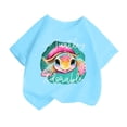 thumbnail image 1 of Curuila Kid Girls Tops Cartoon Print Crew Neck Short Sleeve Tee Summer Casual Loose T Shirt Blue Size 10-12 Years, 1 of 4