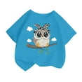 thumbnail image 1 of Curuila Kid Girls Tops Cartoon Print Crew Neck Short Sleeve Tee Summer Casual Loose T Shirt Dark Blue Size 6-8 Years, 1 of 3