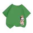 thumbnail image 1 of Curuila Kid Girls Tops Cartoon Print Crew Neck Short Sleeve Tee Summer Casual Loose T Shirt Green Size 8-10 Years, 1 of 4