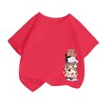 thumbnail image 1 of Curuila Kid Girls Tops Cartoon Print Crew Neck Short Sleeve Tee Summer Casual Loose T Shirt Hot Pink Size 2-4 Years, 1 of 4