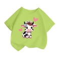 thumbnail image 1 of Curuila Kid Girls Tops Cartoon Print Crew Neck Short Sleeve Tee Summer Casual Loose T Shirt Light Green Size 2-4 Years, 1 of 4
