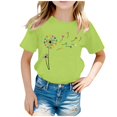 thumbnail image 1 of Curuila Kid Girls Tops Cartoon Print Crew Neck Short Sleeve Tee Summer Casual Loose T Shirt Light Green Size 2-4 Years, 1 of 5
