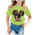 thumbnail image 1 of Curuila Kid Girls Tops Cartoon Print Crew Neck Short Sleeve Tee Summer Casual Loose T Shirt Light Green Size 4-6 Years, 1 of 5
