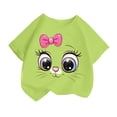 thumbnail image 1 of Curuila Kid Girls Tops Cartoon Print Crew Neck Short Sleeve Tee Summer Casual Loose T Shirt Light Green Size 4-6 Years, 1 of 4