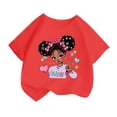 thumbnail image 1 of Curuila Kid Girls Tops Cartoon Print Crew Neck Short Sleeve Tee Summer Casual Loose T Shirt Red Size 2-4 Years, 1 of 4