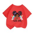 thumbnail image 1 of Curuila Kid Girls Tops Cartoon Print Crew Neck Short Sleeve Tee Summer Casual Loose T Shirt Red Size 2-4 Years, 1 of 4