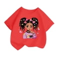 thumbnail image 1 of Curuila Kid Girls Tops Cartoon Print Crew Neck Short Sleeve Tee Summer Casual Loose T Shirt Red Size 6-8 Years, 1 of 4