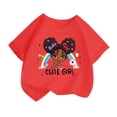 thumbnail image 1 of Curuila Kid Girls Tops Cartoon Print Crew Neck Short Sleeve Tee Summer Casual Loose T Shirt Red Size 6-8 Years, 1 of 4