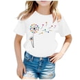 thumbnail image 1 of Curuila Kid Girls Tops Cartoon Print Crew Neck Short Sleeve Tee Summer Casual Loose T Shirt White Size 10-12 Years, 1 of 5