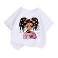 thumbnail image 1 of Curuila Kid Girls Tops Cartoon Print Crew Neck Short Sleeve Tee Summer Casual Loose T Shirt White Size 8-10 Years, 1 of 4
