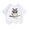 thumbnail image 1 of Curuila Kid Girls Tops Cartoon Print Crew Neck Short Sleeve Tee Summer Casual Loose T Shirt White Size 8-10 Years, 1 of 4