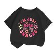 thumbnail image 1 of Curuila Kid Girls Tops Letter Print Crew Neck Short Sleeve Tee Summer Casual Loose T Shirt Black Size 2-4 Years, 1 of 4