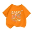 thumbnail image 1 of Curuila Kid Girls Tops Letter Print Crew Neck Short Sleeve Tee Summer Casual Loose T Shirt Orange Size 12-14 Years, 1 of 4