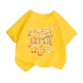 thumbnail image 1 of Curuila Kid Girls Tops Letter Print Crew Neck Short Sleeve Tee Summer Casual Loose T Shirt Yellow Size 2-4 Years, 1 of 4
