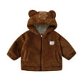 thumbnail image 1 of Curuila Kids Boys Girls Coats Autumn Winter Long Sleeve Cartoon Prints Hooded With Ears Zipper Mid-Length Outwear Brown Size 6-7 Years, 1 of 3