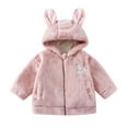 thumbnail image 1 of Curuila Kids Boys Girls Coats Autumn Winter Long Sleeve Cartoon Prints Hooded With Ears Zipper Mid-Length Outwear Pink Size 6-7 Years, 1 of 3
