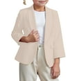 thumbnail image 1 of Curuila Kids Boys Girls Coats Long Sleeve Solid Color Casual Suit Jacket Outwear Mid-Length Clothes Beige Size 3-4 Years, 1 of 7
