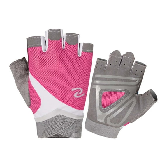 Curuila Kids Boys Girls Mittens Patchwork Color Outdoor Sports Exercise Cycling Half Finger Through Gloves Pink Size 8-10 Years