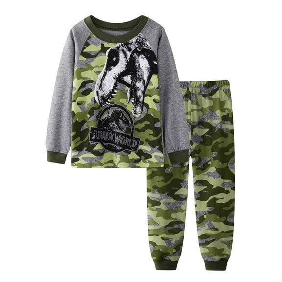 Curuila Kids Boys Girls Outfits Set Crew Neck Long Sleeve Fashion Cartoon Prints T Shirt Tops Long Pants Autumn Winter Two Piece Set Size 3-4 Years Green