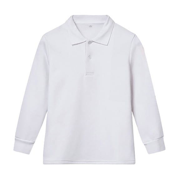 Curuila Kids Boys Girls Shirt Long Sleeve Thicken Solid Color Lapel T Shirt With Button Closure White Size 10-11 Years