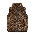thumbnail image 1 of Curuila Kids Boys Girls Vest Autumn Solid Zip Up Coat Sleevelss Mid-Length Jacket Brown Size 18-24 Months, 1 of 7