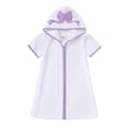 thumbnail image 1 of Curuila Kids Girls Boys Bathrobe Cartoon Prints Hooded Short Sleeve Zip Up Beach Towel Robe Wh2 Size 5-6 Years, 1 of 8