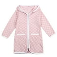 thumbnail image 1 of Curuila Kids Girls Boys Bathrobe Plaid Prints Zip Up Hooded Long Sleeve V-Neck Beach Towel Robe With Pocket Pink Size 10-11 Years, 1 of 7