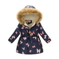 thumbnail image 1 of Curuila Kids Girls Boys Coats Zipper Long Sleeve Cartoon Print Outwear Thick Hooded Long Jacket Blue Size 4-5 Years, 1 of 3