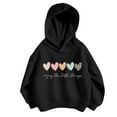 thumbnail image 1 of Curuila Kids Girls Boys Hoodies Hearts Print Long Sleeve Crew Neck Soft Pullover Casual Spring Autumn Sweatshirt Black Size 5-6 Years, 1 of 3