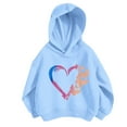 thumbnail image 1 of Curuila Kids Girls Boys Hoodies Hearts Print Long Sleeve Crew Neck Soft Pullover Casual Spring Autumn Sweatshirt Blue Size 9-10 Years, 1 of 3
