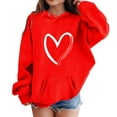 thumbnail image 1 of Curuila Kids Girls Boys Hoodies Hearts Print Long Sleeve Crew Neck Soft Pullover With Pocket Casual Spring Autumn Sweatshirt Red Size 5-6 Years, 1 of 4