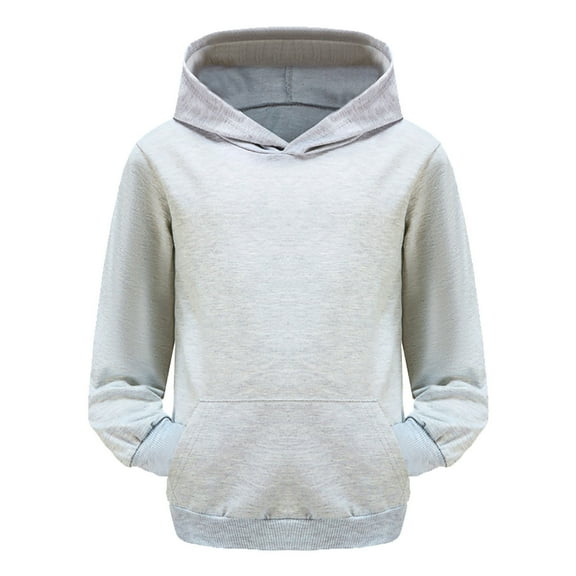 Curuila Kids Girls Boys Hoodies Solid Color Long Sleeve Crew Neck Soft Pullover With Pocket Comfortable Spring Autumn Sweatshirt Gray Size 8-9 Years