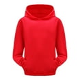 thumbnail image 1 of Curuila Kids Girls Boys Hoodies Solid Color Long Sleeve Crew Neck Soft Pullover With Pocket Comfortable Spring Autumn Sweatshirt Red Size 8-9 Years, 1 of 4