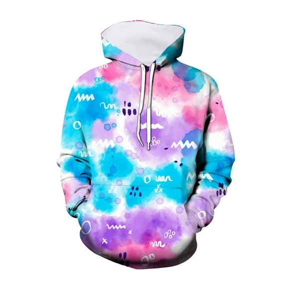Curuila Kids Girls Boys Hoodies Tie Dye Print Long Sleeve Crew Neck Soft Pullover With Pocket Fashion Spring Autumn Sweatshirt Blue Size 9-10 Years