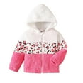 thumbnail image 1 of Curuila Kids Girls Coats Casual Patchwork Color Long Sleeve Zipper Hooded Jacket Mid-Length Outwear Red Size 3-4 Years, 1 of 7