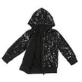 thumbnail image 1 of Curuila Kids Girls Jackets Sequin Solid Color Long Sleeve Zip Up Hooded Jacket Shiny Fashion Lightweight Mid-Length Clothes Black Size 2-3 Years, 1 of 2